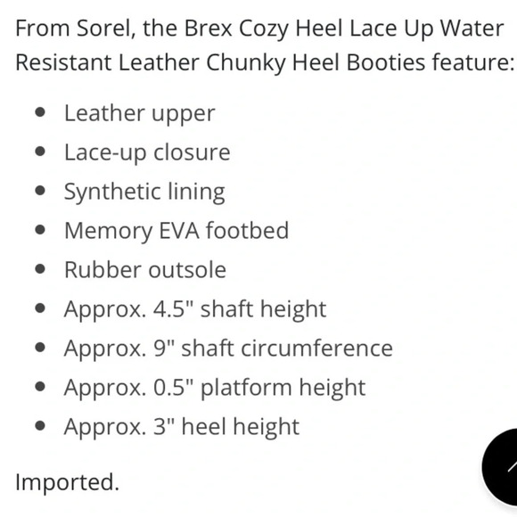 SOREL Brex Cozy Heel Lace Up Water Resistant Leather Chunky Heel Booties Sz 11 - Picture 8 of 8